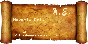 Makszim Erik névjegykártya